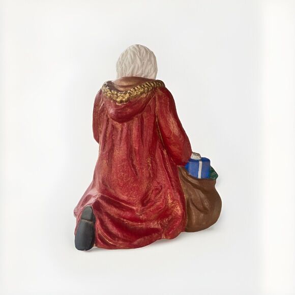 Vtg Kneeling Santa Praying Ceramic Statue Nativity Figure - Picture 2 of 6